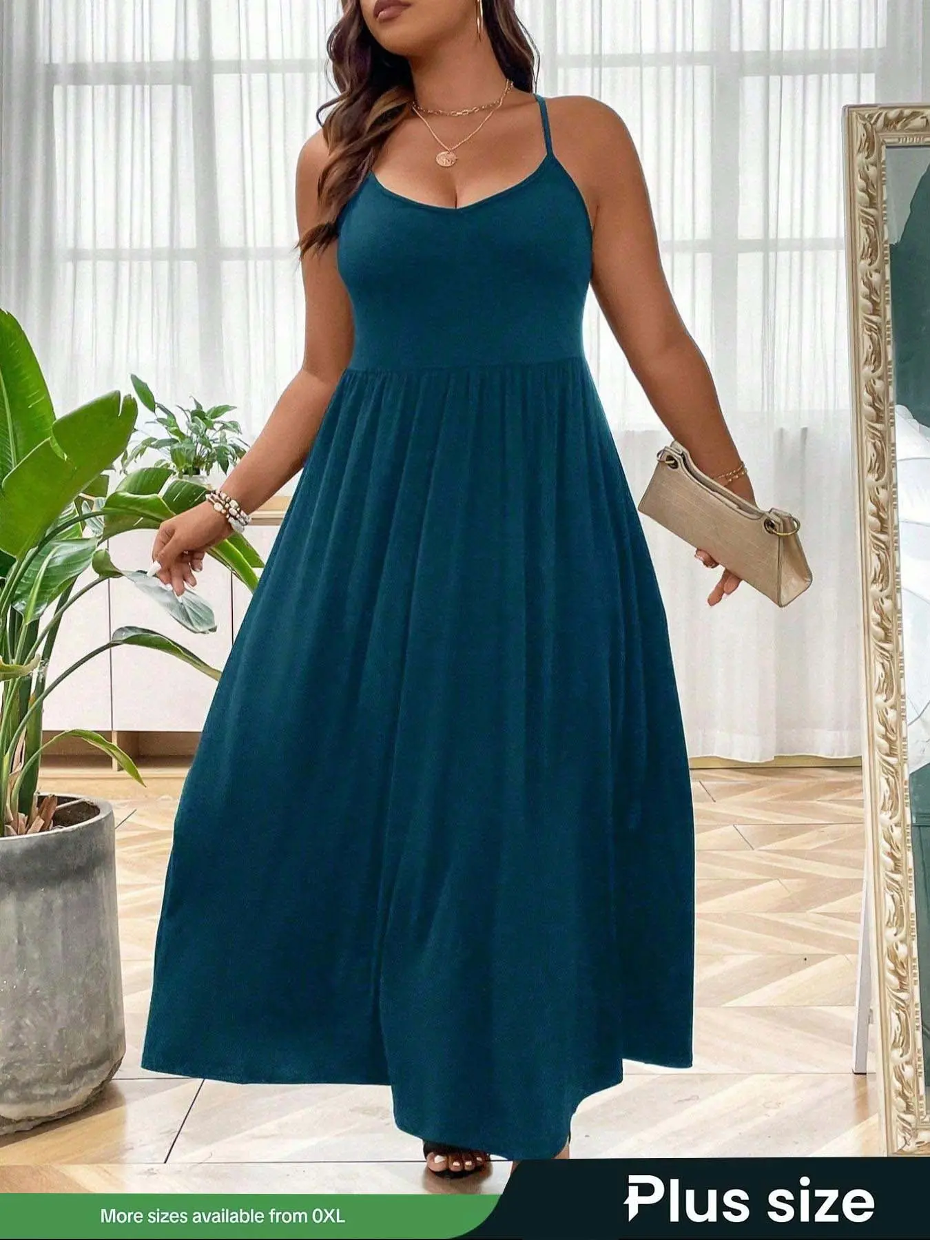 Plus Size】Women's Criss Cross Backless Cami Dress, Casual Solid Sleeveless  Spaghetti Strap A-Line Dress for Summer Women's Clothes for Party Holiday