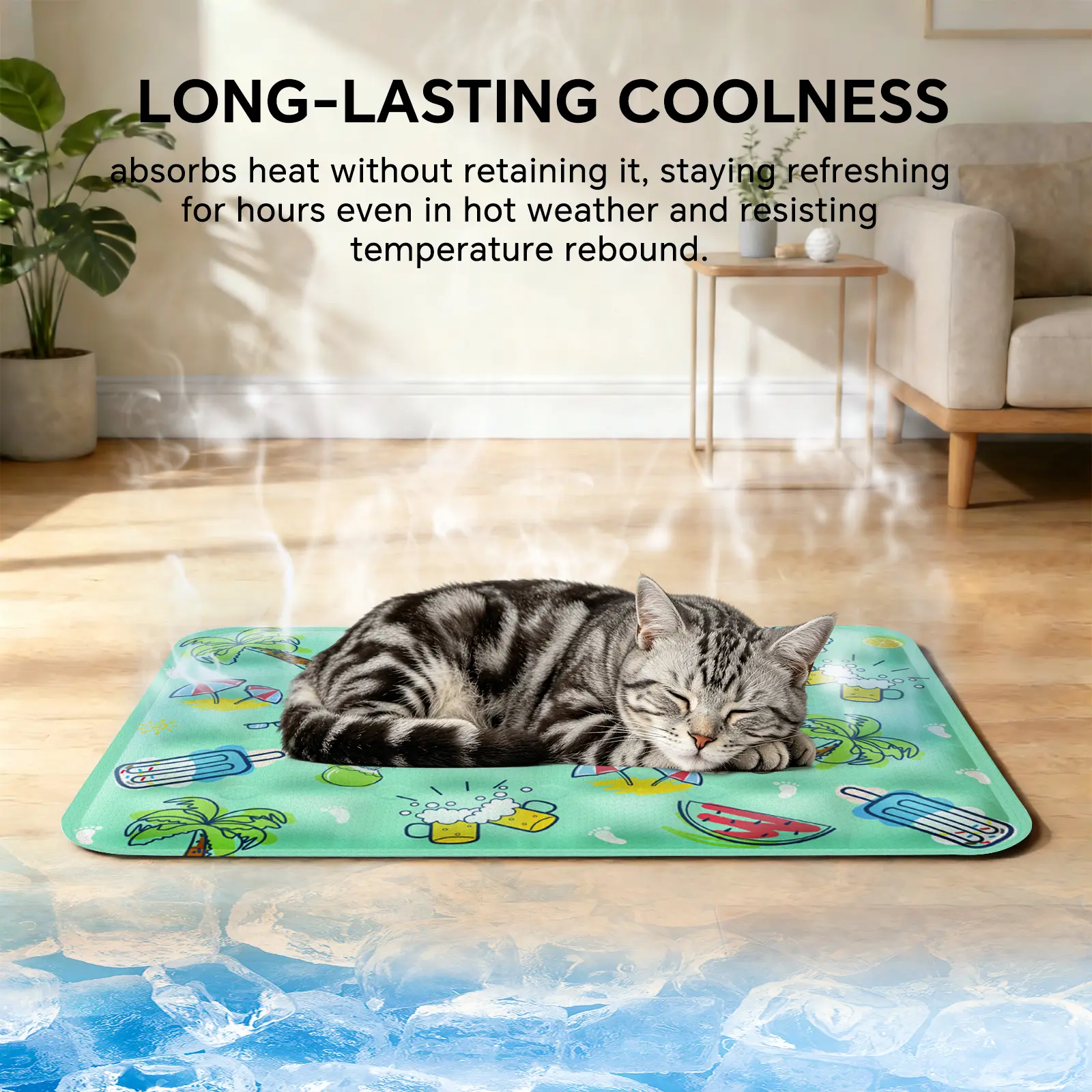 Instant sure Cooling Pet bed Mat for Cats and Large-Size Dogs – Removable Machine-Washable Cover, Non-Slip, No Gel or Electricity, Portable for Indoor, Outdoor, Kennels and Crates #SummerVibes