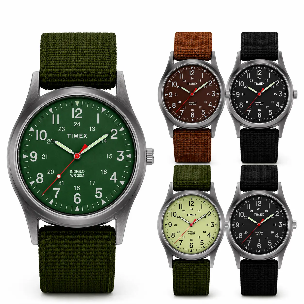 Men's Military Army Watch Luminous 24H Dial Nylon Strap Quartz Wrist Watch Outdoor Tactical Sports Casual Waterproof Style