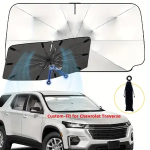 -Fit for CHEVROLET Traverse 2018-2023 Windshield Sun Shade - Heavy-Duty Iron UV Protection Car Shade with Pull-Ring Design & Adhesive Strips, Heat-Resistant Front Window Cover for Interior Protection