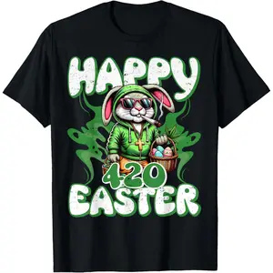 Happy 420 Easter Funny Smoking Easter Bunny Men Women T-Shirt