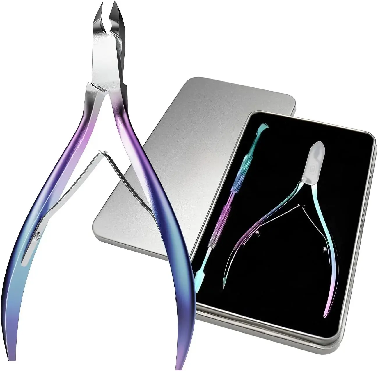 Professional Stainless Steel Cuticle Nipper Set with Pusher - 3/4 Jaw Hand-Finished Clippers, Cuticle Remover Kit, Manicure Accessory for Precise Dead Skin Trimming, Nail Care Tool for Nail Tech Supplies, Manicure Accessory Set, Precise Manicure