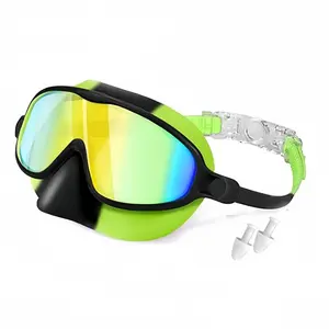 Goggles, HD Anti-Fog UV Protection, No Leakage, Wide View, Easy Fit, Hair-Free, with Nose Clip and Ear Pads, Ages 3-6, Swim Goggles, Swimming Goggles