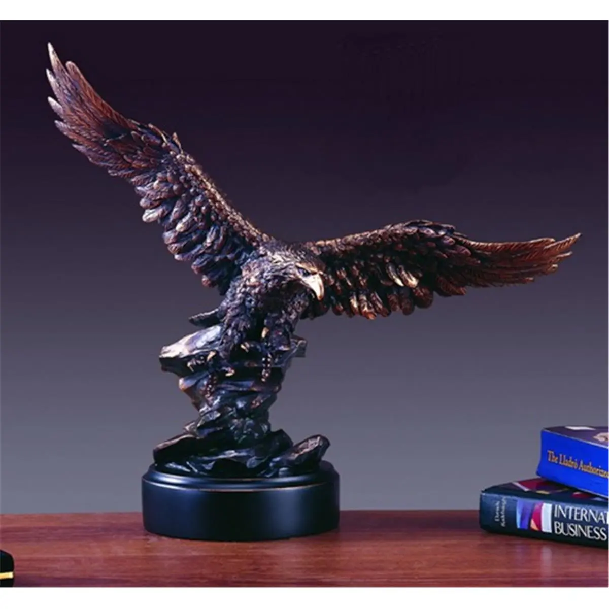 212 MAIN Collectible Eagle Motif Sculpture - Cold Cast Bronze Finish, Resin Stone Material, Marian Imports Item 11108, 16x8x15", Art Decor Ornament