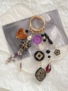 Elegant Baroque Butterfly Tassel Keychain Charm, Bohemian Beaded Bag Pendant, Stylish Purse Accessory, Fashionable Key Chain Decoration