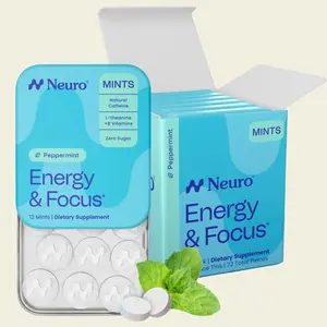 Neuro Peppermint Energy & Focus Mints - Sugar Free with Natural Caffeine, L-theanine, Vitamin B12 & Vitamin B6