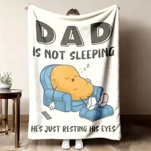 2026 New Arrivals Humorous Dad Flannel Blanket Soft Warm AllSeason Throw with Dad Is Not Sleeping Cartoon Print, Hypoallergenic Machine Washable, Perfect Gift for Father's Day, Birthdays, Fits Sof