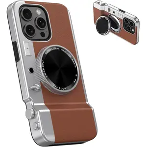 Cute 3D retro camera phone case for iPhone 17/16/15/14/13/12 Pro Max, unique and cool silicone PC material phone case.