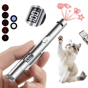 7-In-1 Digital Pet Laser Pointer Cat Toy, USB Rechargeable, 5 Adjustable Modes, Training, UV Detection, Indoor Use, Suitable for Cats and Dogs