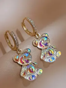 1/10pairs Trendy Bear Drop Earrings For Men For Daily Decoration, Cute Jewelry, Gift For Family And Friends, Holiday Birthday Gift For Boyfriends/ Girlfriends, Jewelry Gifts