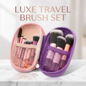 10Pcs Travel Size Mini Makeup Brushes Set with Storage Bag, Portable Short-Handle Multi-Color Beauty Tools for Foundation Blush Eyeshadow, Complete Travel Makeup Brush Kit for Daily & Travel Use