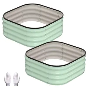 Raised Garden Bed – 2x2x1 ft Galvanized Steel Planter Box with Anti-Rust Coating, Rounded Edges for Safety, Open Bottom Design for Vegetables, Herbs, Flowers, Green