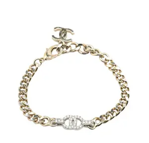 Pre-owned CHANEL 1 Small Leather Goods Matelasse Chain Bracelet Gold Plated OK