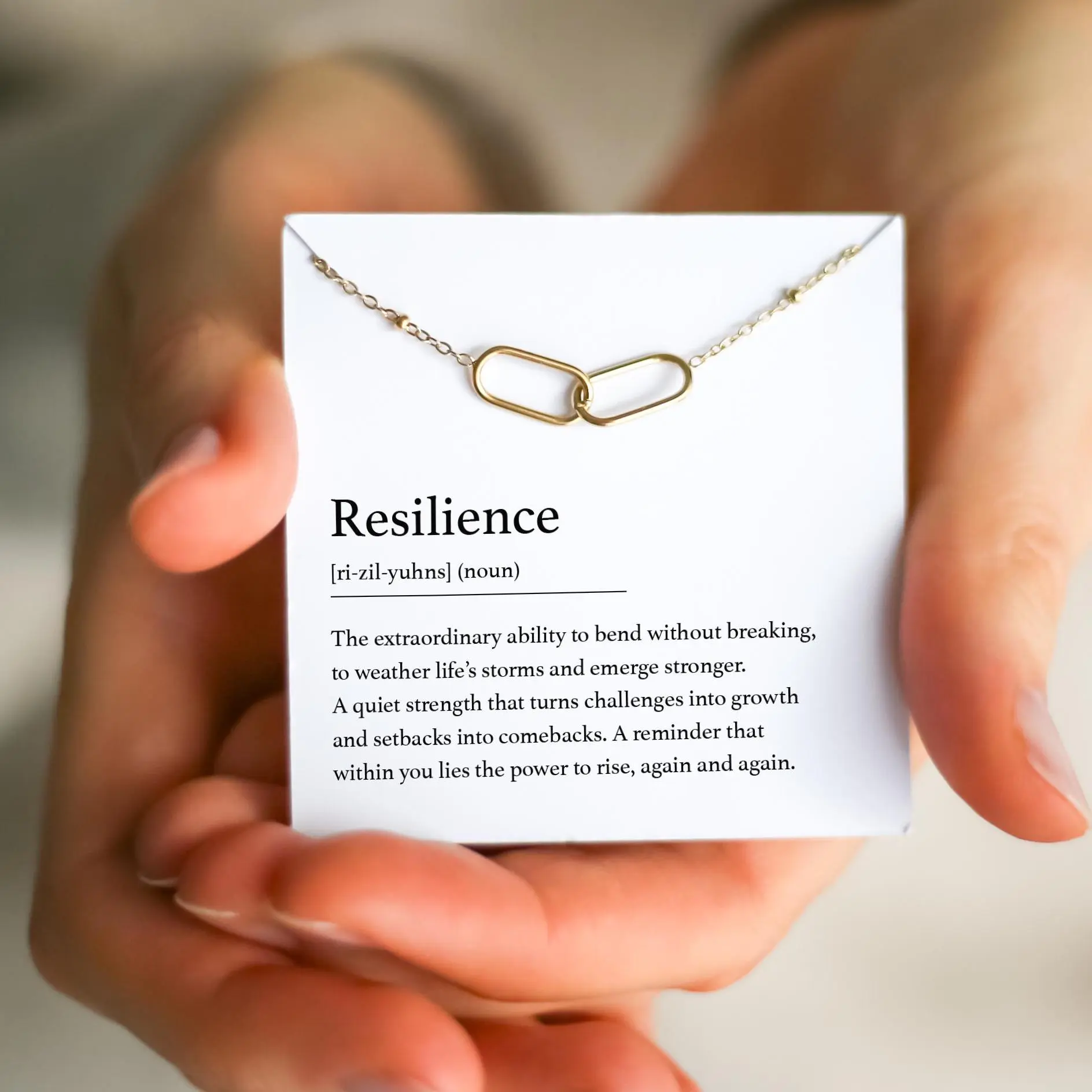 modmints Dainty Resilience Necklace for Women, Stainless Steel Interlock Rings with Adjustable Chain & Optional Personalized Disc, Supportive Gift, Dainty Necklaces, Non Tarnish Jewelry, 50Cm, Interlocked Rings, Hope, Minimalist, Female, Waterproof, Lobst