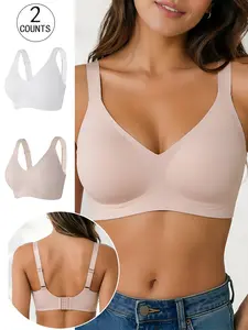 2 Pack / 5 colors, Women's Seamless Jelly Bra, Full Coverage Push-Up Wireless Bra, Adjustable Sports Tank Top, Yoga Bra, Adjustable Sports Bras, Comfortable Breathable Lined Bra