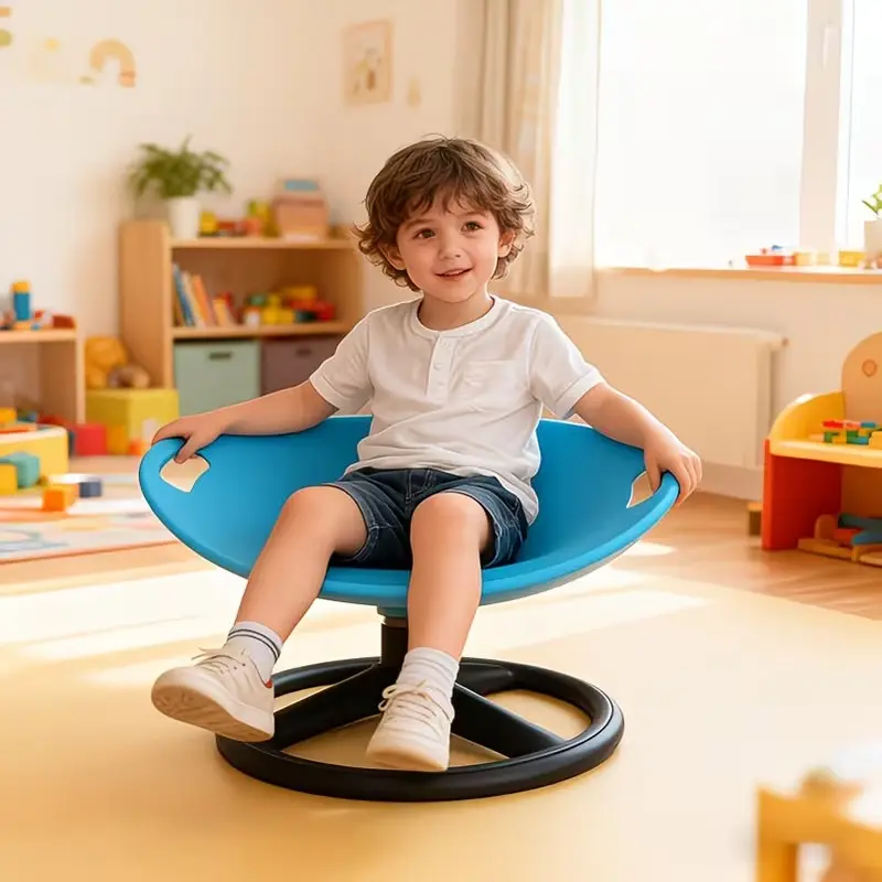 [Ergonomic Egg Chair] 360-Degree Rotating Sensory Chair Suitable for - Oval Egg-Shell Design with Ergonomic Textured Surface, Durable Plastic, Anti-Slip Base & Cushion for Balance Training, Core Strength, for office Focus & Rehab Chair