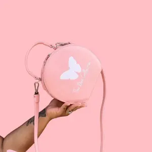 Baby Pink Leather Drum Bag
