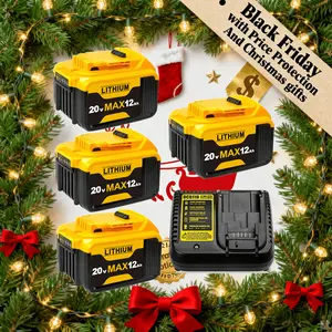 【Black Friday with Price Protection And Christmas gifts】Purchase 4Pack 20V 12Ah Lithium Battery Replacement for Dewalt and receivean additional 3A charger  Compatible with DCB200 for dewalt Power Tools lithium battery Compact XR Desig