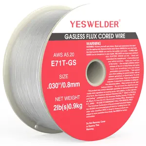 YesWelder E71T-GS Gasless Flux Core Welding Wire | 2LB Spool .030"/.035" Diameter Self-shielded Mild Carbon Steel MIG Wire