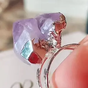 Amethyst Quartz Silver Adjustable One Size Ring