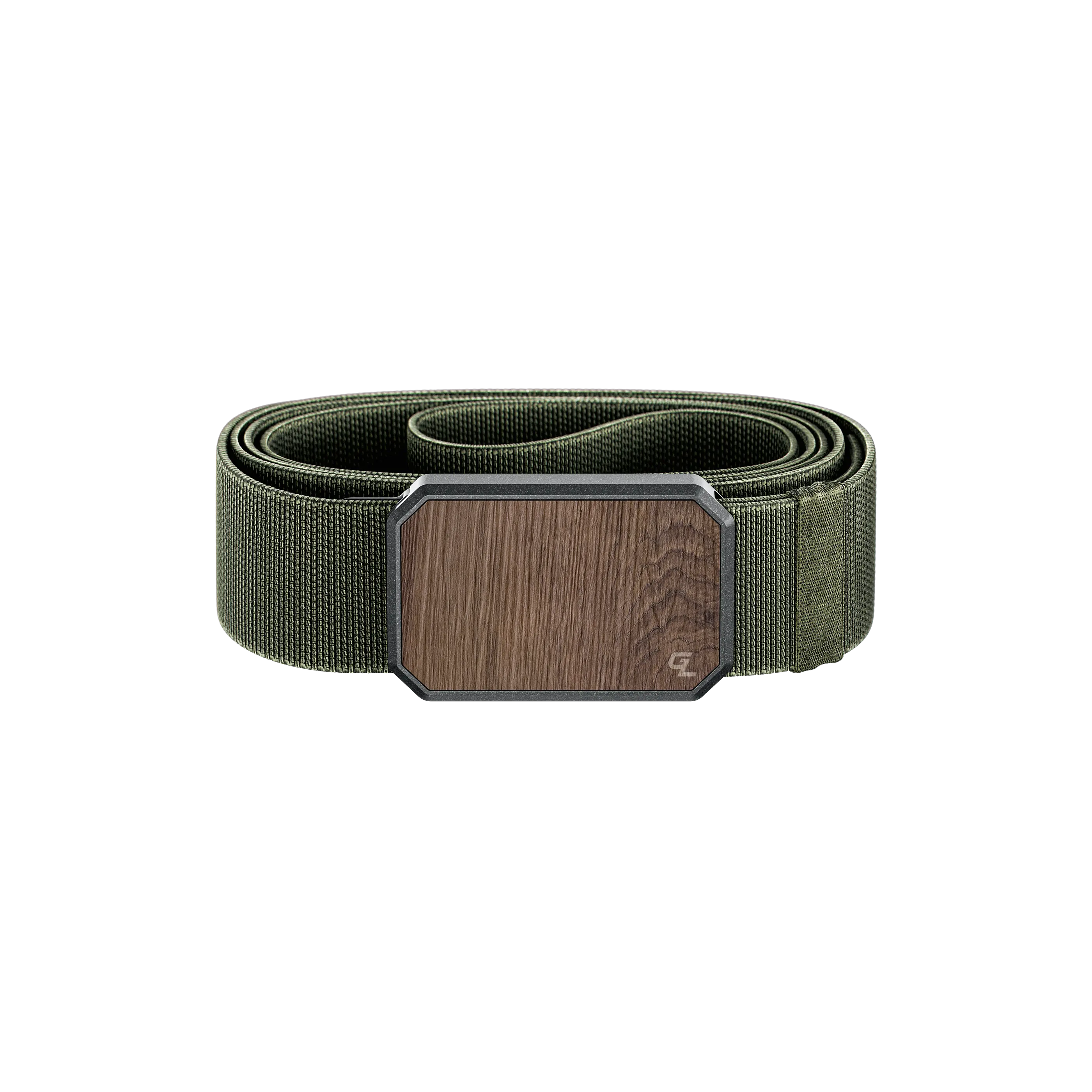 Groove Belt – Modern Stretch Belt for Men, Sleek Work & Outdoor Use – Walnut / Base Camp Green