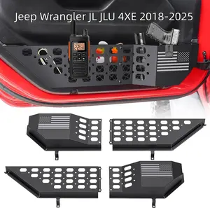Metal Front Door Pocket Storage Box for Jeep Wrangler JL JLU 4XE 2018-2025 & Gladiator JT 2020-2022 2023 2024 2025 Accessories Door Storage Organizer Molle Panels (Not for Power Seats), 2PCS Car Armrest Box