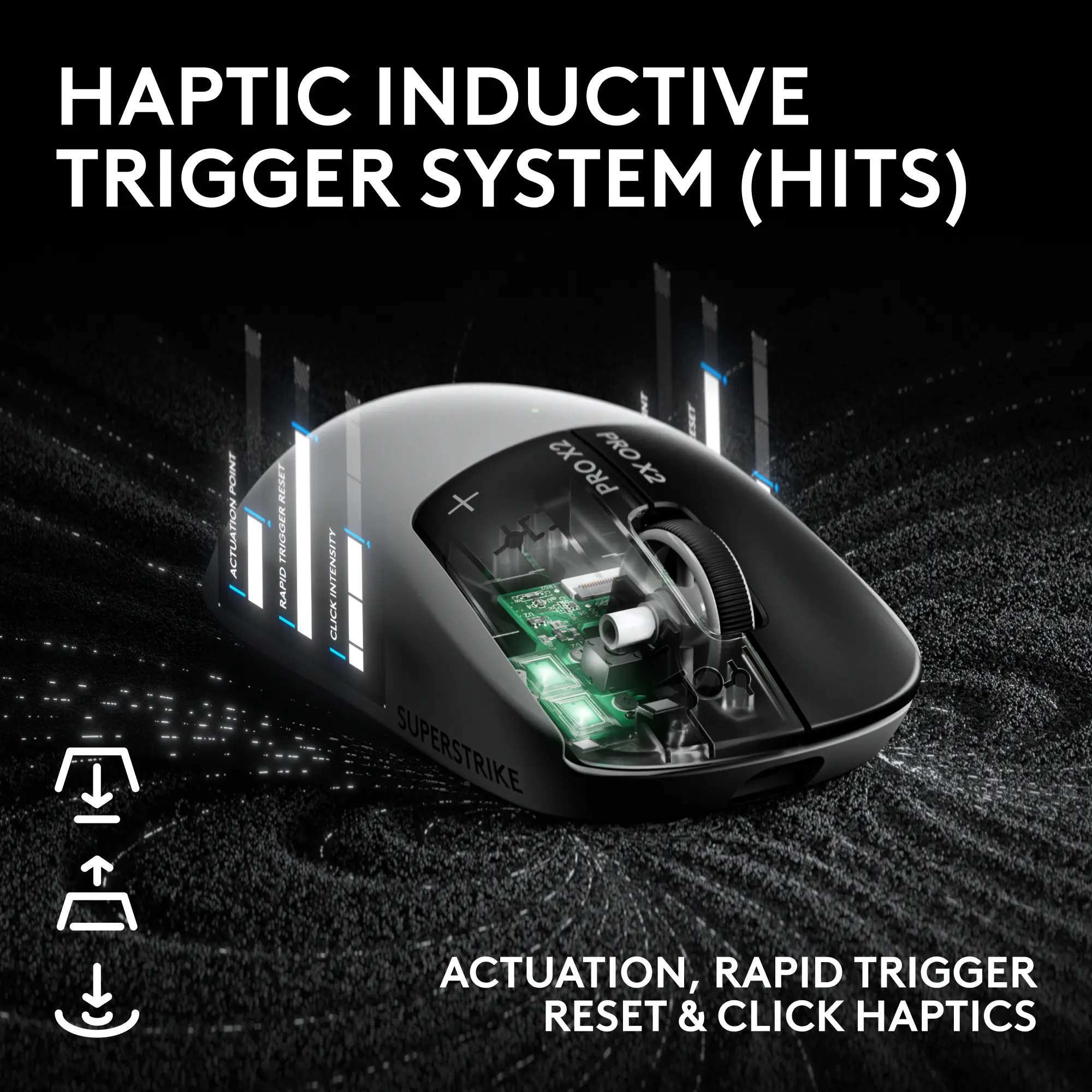 Logitech PRO X2 SUPERSTRIKE LIGHTSPEED Cable-Free Haptic Clicky
