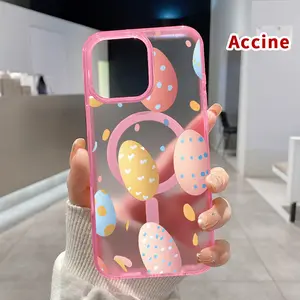 Transparent Magnetic Phone Case for iPhone 15 16 14 Pro Max 13 12 11 XR XS Plus E  Easter Egg Delight Four Corner Shock-absorbing Airbag Acrylic Hard Cover