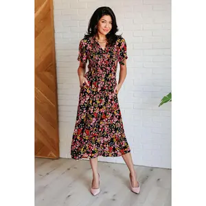 Wildflower and Barley V-Neck Button Up Dress