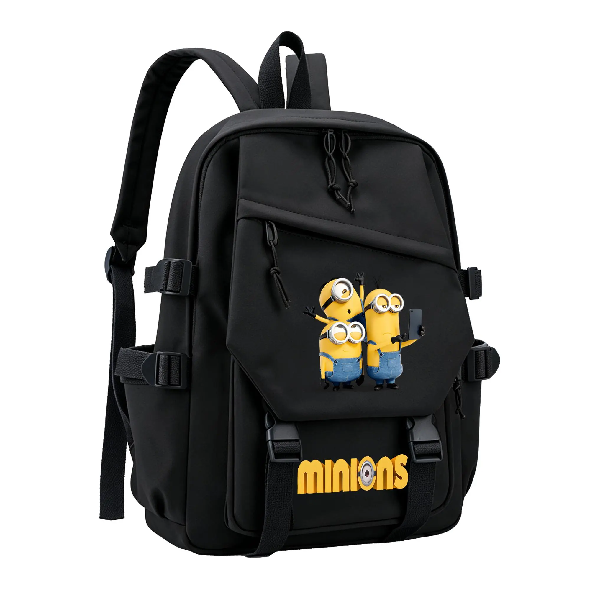 Minions Graphic Backpack for Girls, Y2K Black School Bookbag with Keychain, Waterproof Travel Laptop Bag for Teens College d-44