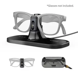 BOBOVR CG2 Charging Dock Compatible with Ray-Ban Meta (Wayfarer/Headliner/Skyler) & Oakley HSTN – Magnetic Desk Dock + Portable Battery Clip, Smart Glasses Charger with Travel Case, Glasses not included
