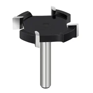 Slab Flattening Router Bits 1/4 Inch Shank, CNC Spoilboard Surfacing Router Bit 4 Wings Carbide, Wood Surface Planing Router Bit Woodworking Tool 1-1/2 Inch Cutting Diameter