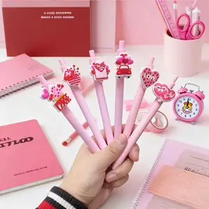 Balloon Bow Gel Pens Set With Pen, High-Quality Click Pens for Smooth Writing, Office School Supplies, New Year Valentine Gift (random Style), Press Gel Pen
