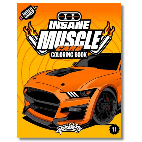 Muscle Car Icons Coloring Book - Car Lover’s Book with 50+ Pages, 8.5x11" Paperback, 60 Unique Bold Mustangs, American Horsepower Engines, Burnouts Art; Build It! for Ages 6-18 to Boost Relaxation, Creativity