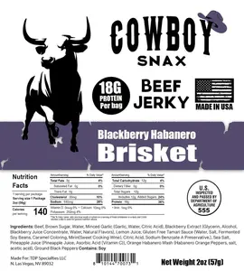 Cowboy Snax All Brisket Beef Jerky 2 oz bags 7 flavors 18 g protein per bag