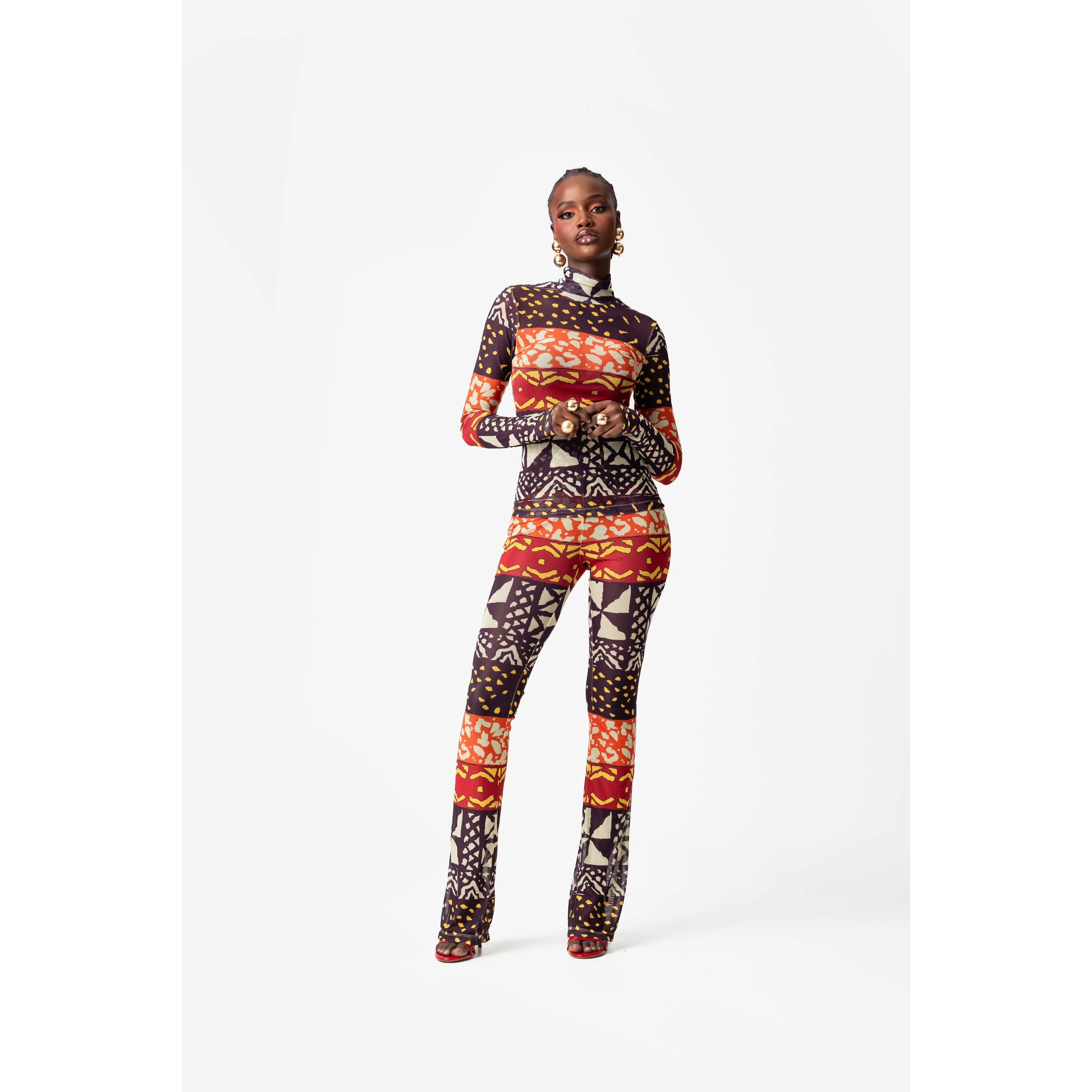 ANU BURGUNDY Turtle Neck Top