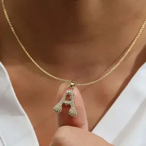 Zircon cute chubby bubble love 26 letters necklace male and female couple birthday gift name s'zi'm
