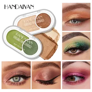 Handaiyan Dual Color Eyeshadow Palette, Metallic Shimmer Fine Glitter Quick Makeup Mini Eye Shadow Compact for Women, Single Pack