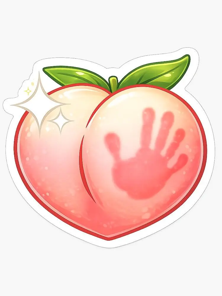 Cute Peach Sticker | Funny Juicy Peach Aesthetic | Cartoon Fruit Die Cut Vinyl Decal Sticker | Die-Cut Sticker for Laptop Water Bottle