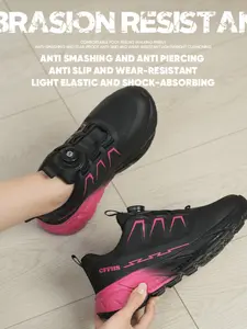 Women's Safety Shoes, Knob Lace-Up Design, Thickened Steel Toe, Comfortable Breathable Anti-Smash Anti-Puncture, Suitable for Construction Sites, Footwear, Work Safety Footwear