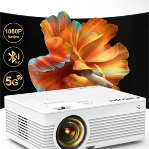 1080P Projector, 500ANSI Projector with 5G WiFi and Bluetooth, Full HD Outdoor Projector, 300'' Mini Portable Movie Projector Compatible with with Android/iOS/Windows