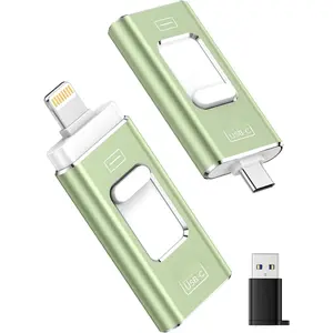512GB Dual Interface Flash Drive for Phone Storage Photos Videos, Phone USB Backup External Photo Memory Stick - No App Required, Compatible with , iPad, Android & PC (Sage Green)