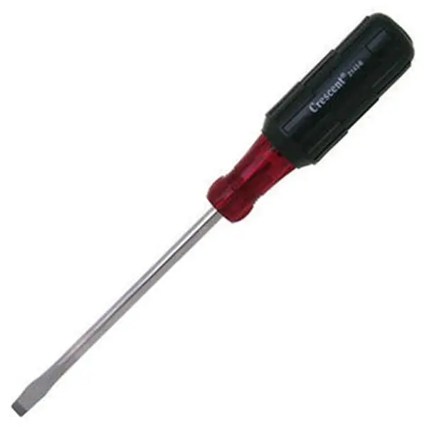 Crescent Slotted Tip Electrician's Round Screwdriver Single Tool - 3/16 in Tip, 1/4 in Size, 4 in Shaft, Cushion Grip Handle, Torque Enhancement, Vapor Blasted (2143-4), 3/16 Inch Tip