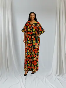 CRZ Elegant One Front Pocket Ankara Maxi Dress