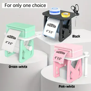 Thermal Label Holder for Rolls and -Fold Labels, Sticker Roll Holder Work with Desktop Label Printer, Label Stand Shipping Supplies for Home Office (Black)