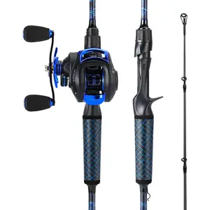 Spinning & Baitcaster Fishing Rod and Reel Combo,IM7 Graphite 2Pc Blanks, Stainless Steel Guides with Ceramic Rings, SuperPolymer Handle with Split Design,“S” Style Hook Keeper
