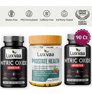 LUXVAA Men’s Wellness Supplement Bundle – 3 Bottles – 270 Capsules Total