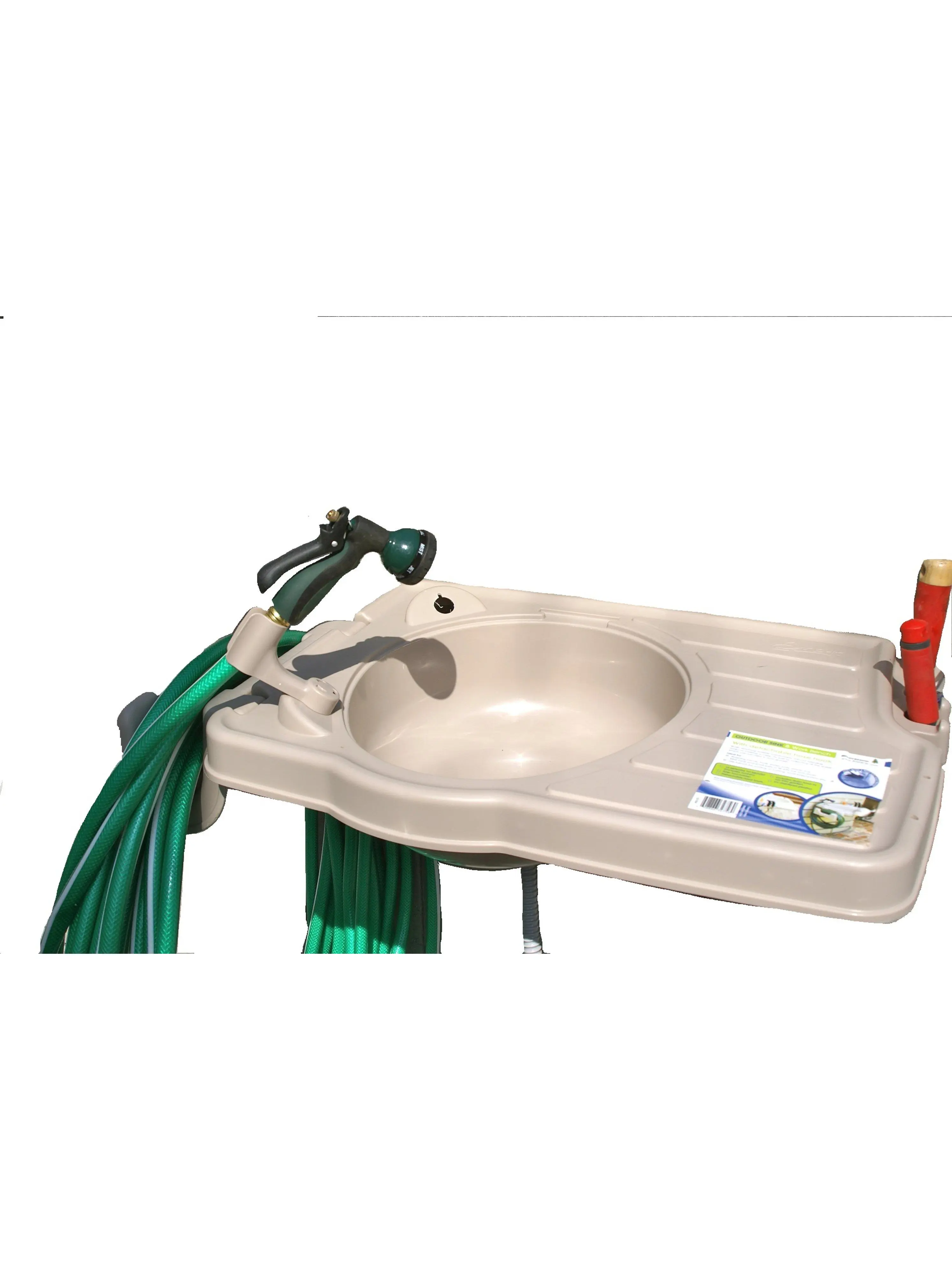 Riverstone Industries Affordable Large Portable Single Bowl Outdoor Garden Sink with Faucet Hose Attachment - Home Improvement Kitchen Fixture for Cleaning