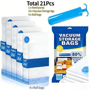 Premium Vacuum Storage Bags with Air Pump – Reusable Compression Bags for Clothes, Quilts, and Blankets – Perfect for Travel, Moving, and Organization – Available in Multiple Sizes and Quantities