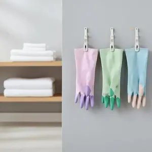 **Silicone Dishwashing Cleaning Gloves Kitchen Supplies Anti Slip Convenient Long Dishwashing Gloves Reusable Durable Household